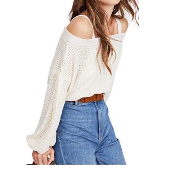 Free People Sweaters - NWT Free People off shoulder strappy cream sweater